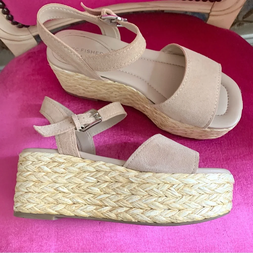 Marc Fisher Beige Espadrille Platform Sandals